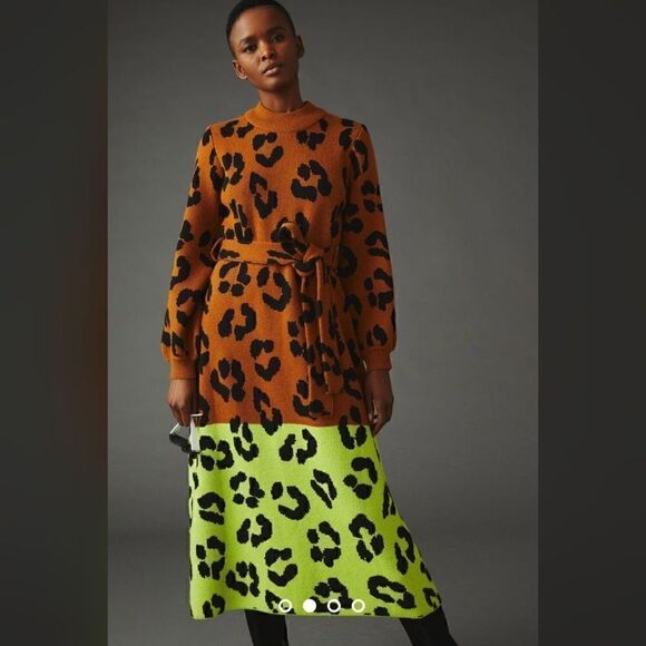 NWT Farm Rio × Anthropologie Colorblock Sweater Dress - Picture 1 of 14